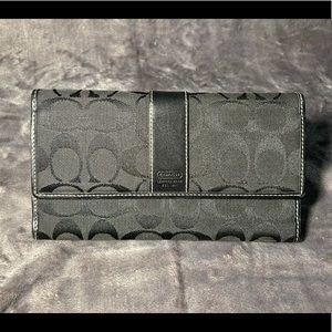 Coach signature canvas trifold wallet